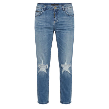 Philipp Plein Blue Cotton Women Jean
