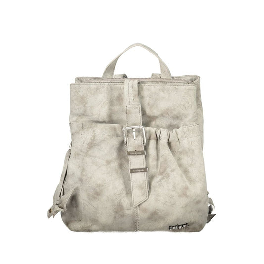 Mini Backpack by Desigual for women in nickel & polyurethane gray features an ultra-portable silhouette from the Nickel & Polyurethane Mini Backpack range, with a secure , ample built-in-compartments, external-pockets & cardholder, and versatile backpack-strap, adjustable-strap & handle.