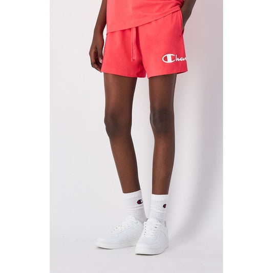 Activewear Shorts by Champion for women in stretch cotton pink & rose features a kinetic silhouette, showcasing breathable-design with a kinetic athletic, long short, and for a premium athletic look.