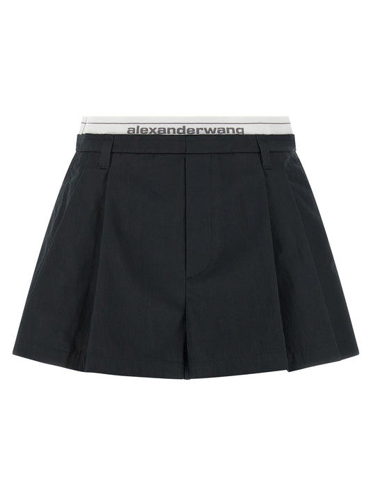 Bermuda Shorts by Alexander Wang for women in polyamide cotton black & jacquard features an tailored silhouette, showcasing a tailored flared & relaxed-fit with a short and high rise for a sophisticated look.