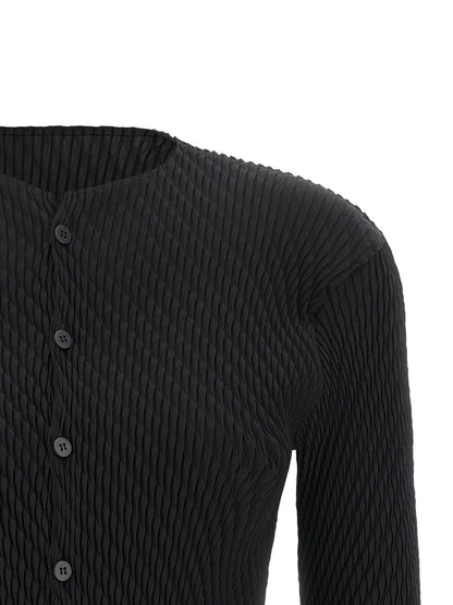 Issey Miyake Black Polyester Cardigan