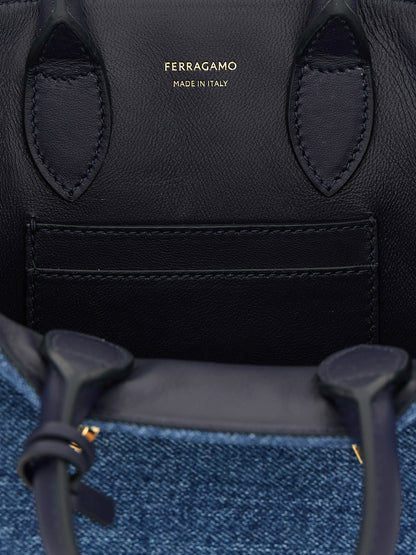 Ferragamo Blue Fabric Handbag