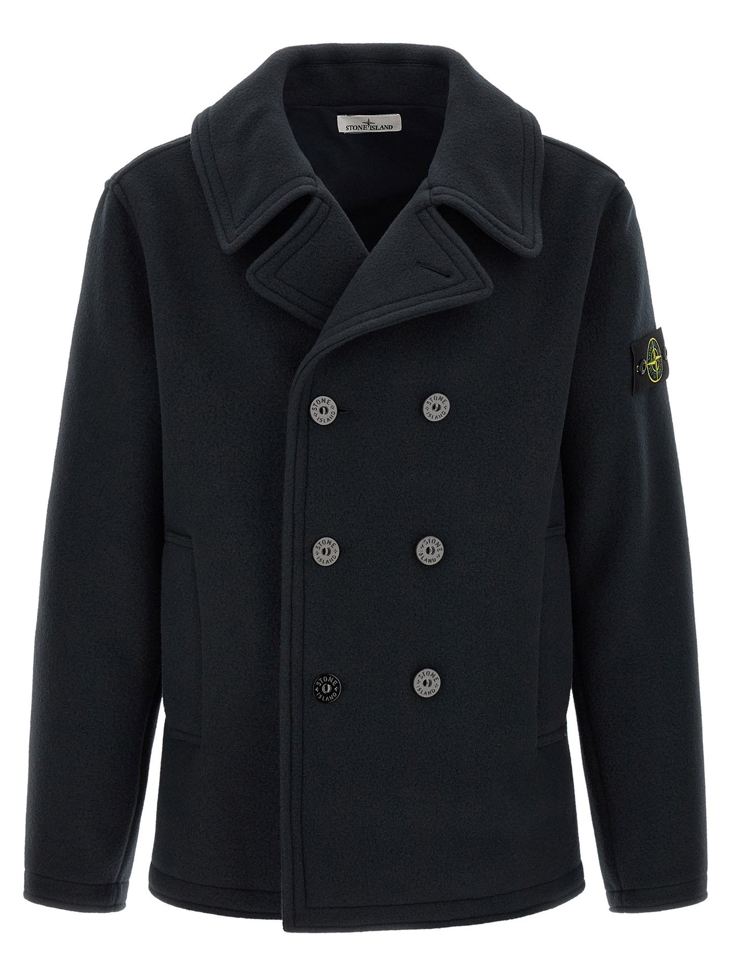 Stone Island Blue Cotton Coat