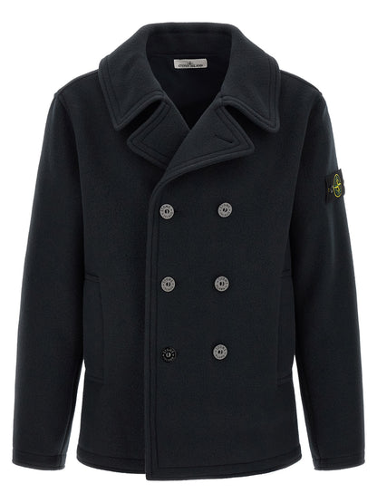 Stone Island Blue Cotton Coat