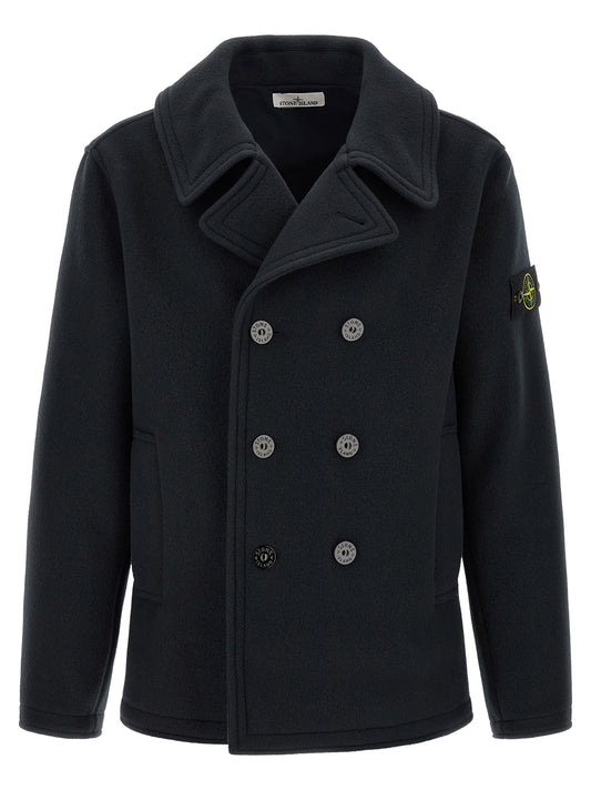 Overcoat by Stone Island for men in cotton navy & rose showcases a enveloping silhouette, detailed with distinctive pockets and a enveloping .
