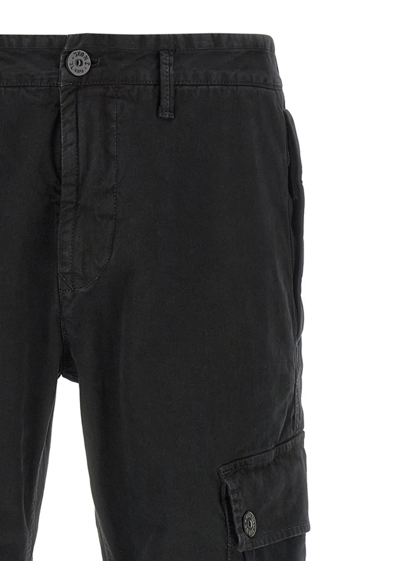 Stone Island Black Cotton Cargo Pants