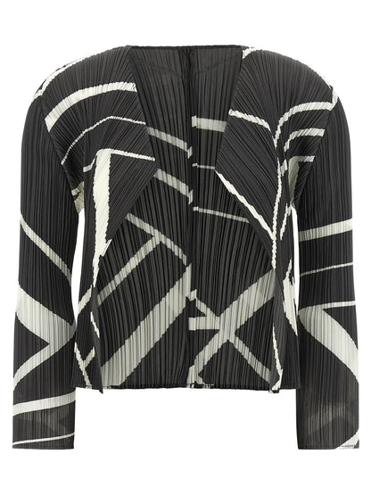 PLEATS PLEASE ISSEY MIYAKE Bicolor Polyester Cardigan