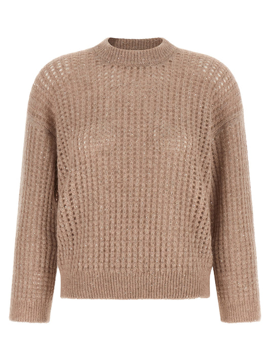Cardigan by Peserico for women in mohair polyamide & alpaca wool beige & sand features an impeccable silhouette, showcasing a sophisticated crew neckline and detail for a truly impeccable finish.