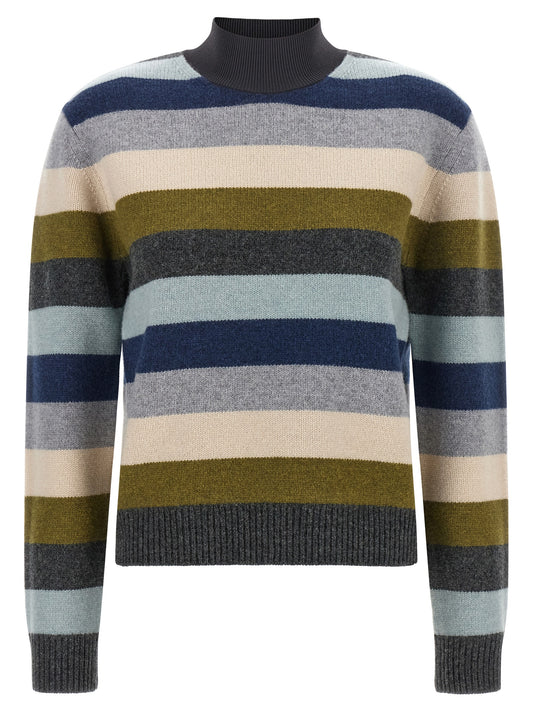 Cardigan by Tory Burch for women in wool multicolor, patterned & striped features an impeccable silhouette, showcasing a sophisticated turtle mock neckline and detail for a truly impeccable finish.