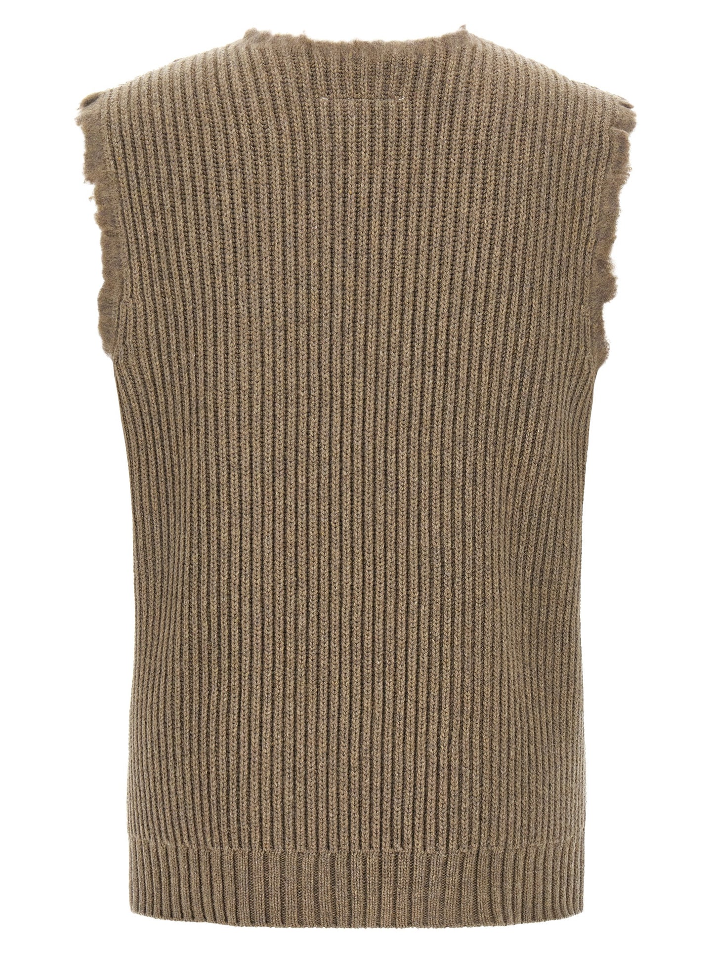 MM6 Maison Margiela Beige Wool Sleeveles Sweater