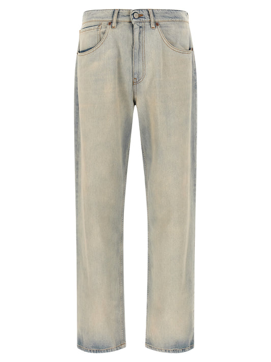 Jeans by MM6 Maison Margiela for men in denim cotton light-blue & signature features a refined silhouette with a refined straight & relaxed-fit, defined by a and a refined long for a refined finish.