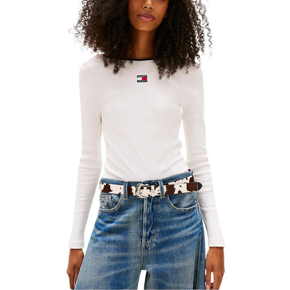 Tommy Hilfiger Jeans White Recycled Cotton Long Sleeve T-Shirt
