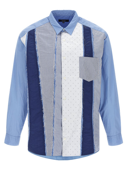Shirt by Comme Des Garçons for men in cotton canvas light-blue & patchwork, featuring a nuanced and nuanced for a sophisticated finish.