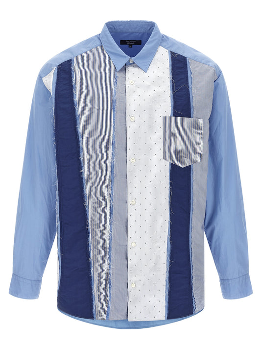 Shirt by Comme Des Garçons for men in cotton canvas light-blue & patchwork, featuring a nuanced and nuanced for a sophisticated finish.