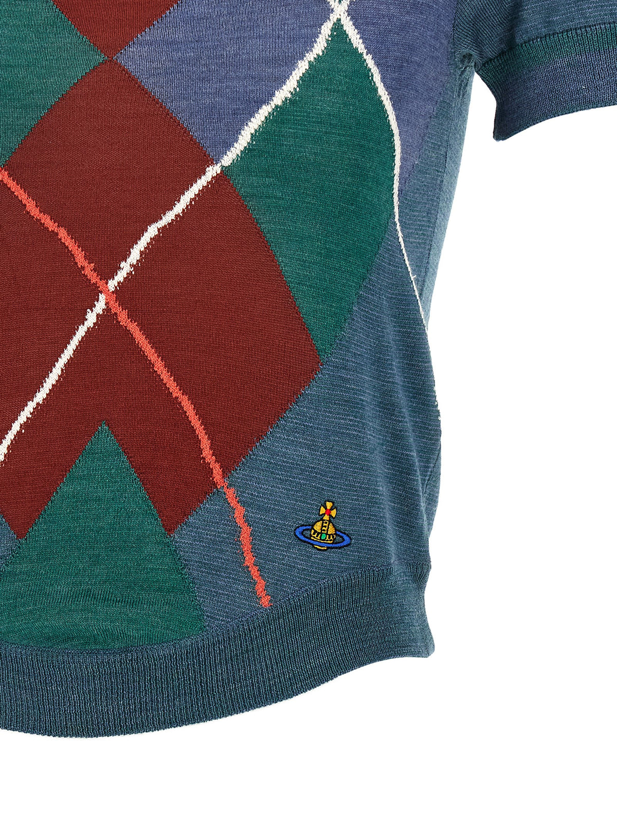 Cardigan by Vivienne Westwood for women in wool cotton blue, green, multicolor, patterned & argyle features an impeccable silhouette, showcasing a sophisticated and detail for a truly impeccable finish.