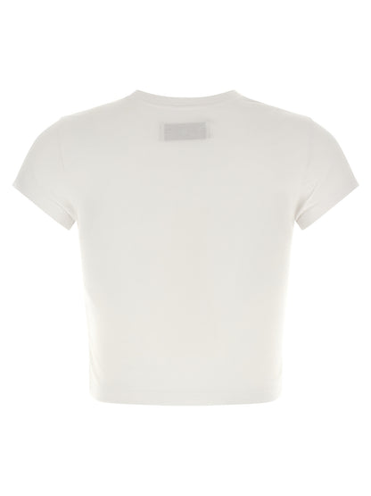 T-Shirt by Vivienne Westwood for women in cotton gold, white & print showcases a chic silhouette, artfully detailed with a chic and for a chic finish.