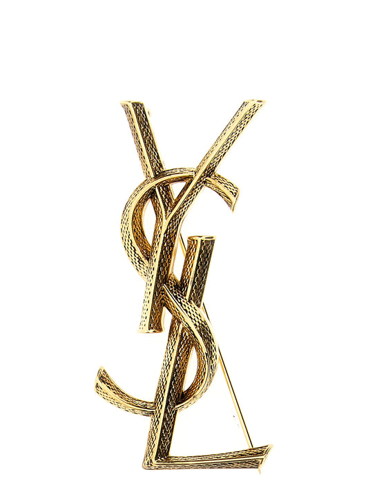 Booche by Saint Laurent for women in denim cotton gold features a chic silhouette, showcasing the intricate chic details of the Women's Gold Brass Booche for a sophisticated finish.