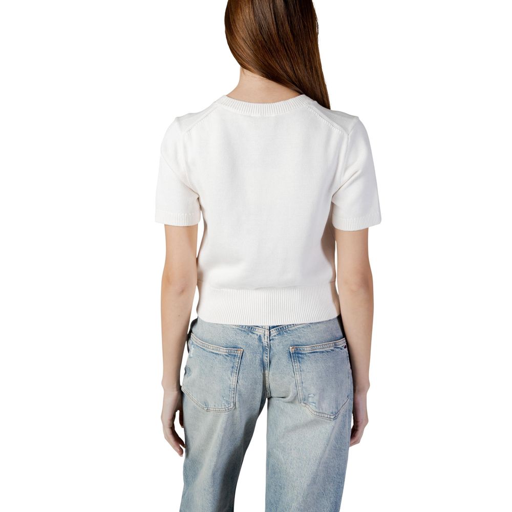 Calvin Klein Jeans Women's Crop Top Cropped Cotton Sweatshirt - Beige Signature