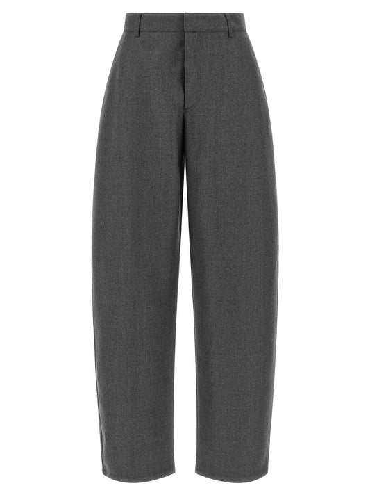 Trousers by Armarium for women in virgin wool gray features a tailored silhouette with a tailored , defined by its long and a sophisticated mid rise.