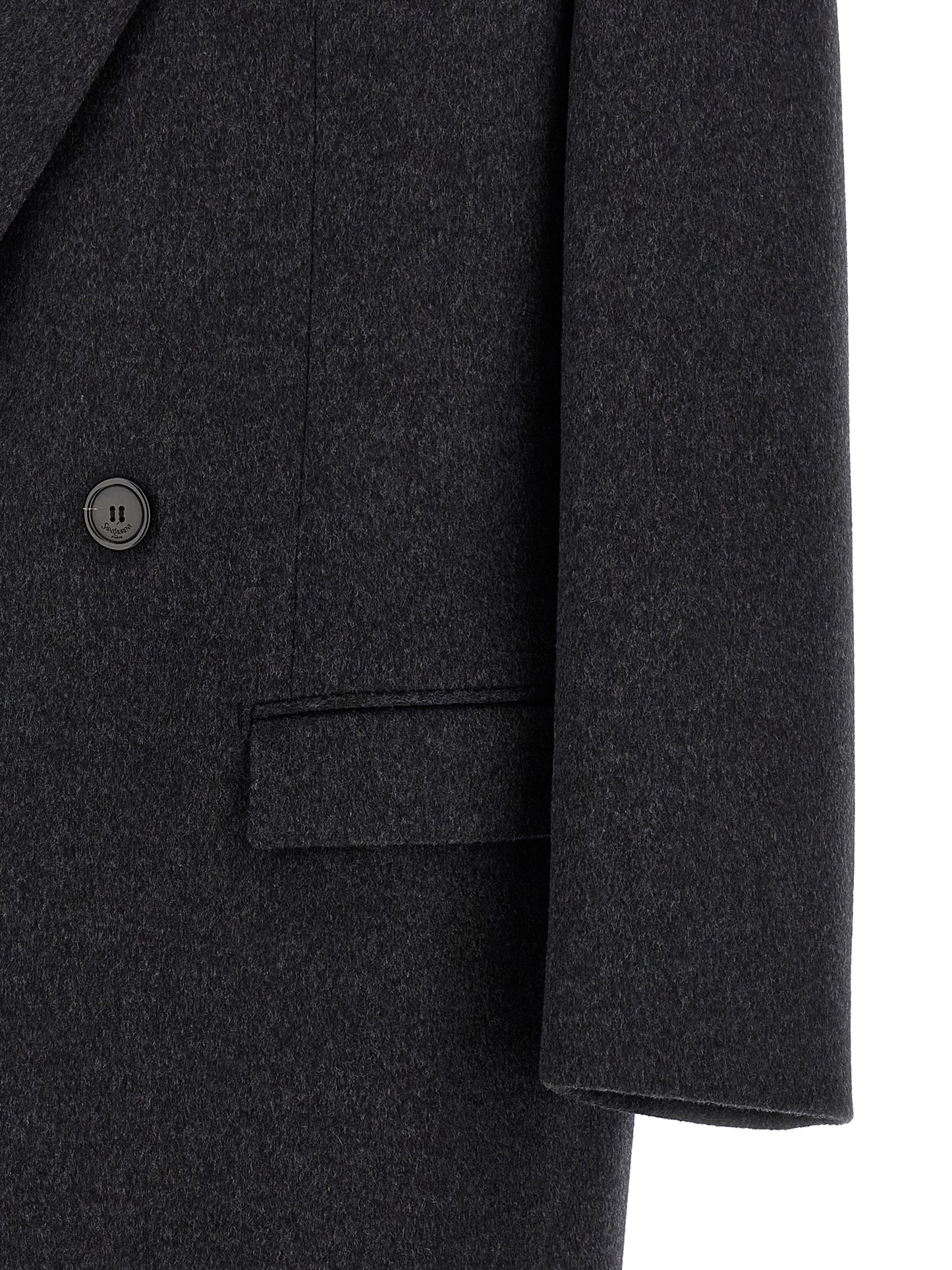 Saint Laurent Gray Wool Coat