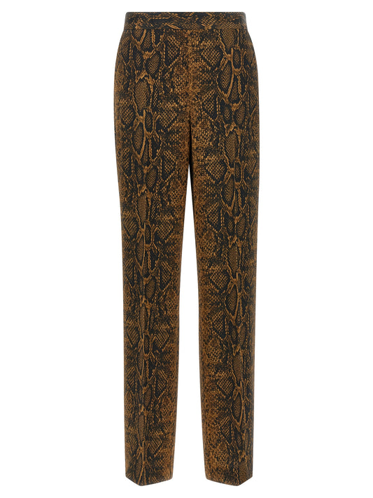 Trousers by Twinset for women in python leather viscose & metal brown & print features a sculptural silhouette, showcasing a sculptural wide and long with a sophisticated for a sculptural finish.