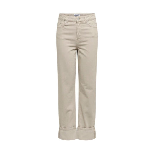 Only Women's Relaxed Fit Regular Slim Mom High Rise Denim Cotton Jeans - Beige Natural