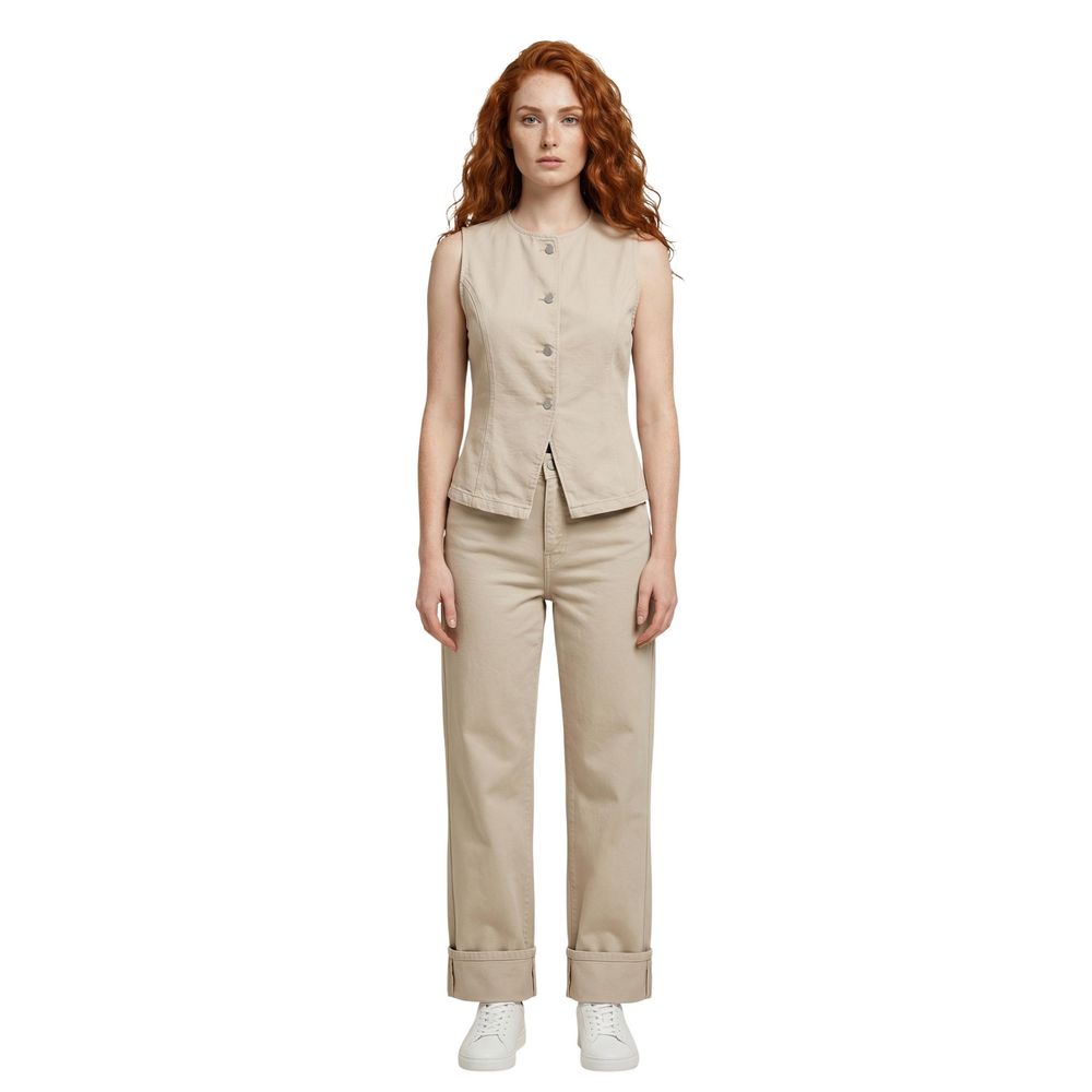 Only Beige Cotton Mom Jeans