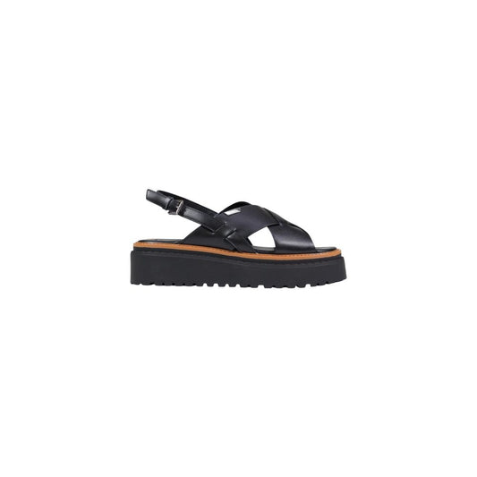 Platform Ankle Strap Sandals by Liu Jo for women in leather black showcases a sculptural silhouette as Women's Leather Platform Ankle Strap Sandals, defined by a sculptural platform and sculptural for a sculptural look.