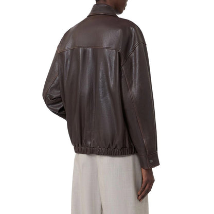 Max Mara Brown Lamb Leather Leather Jacket