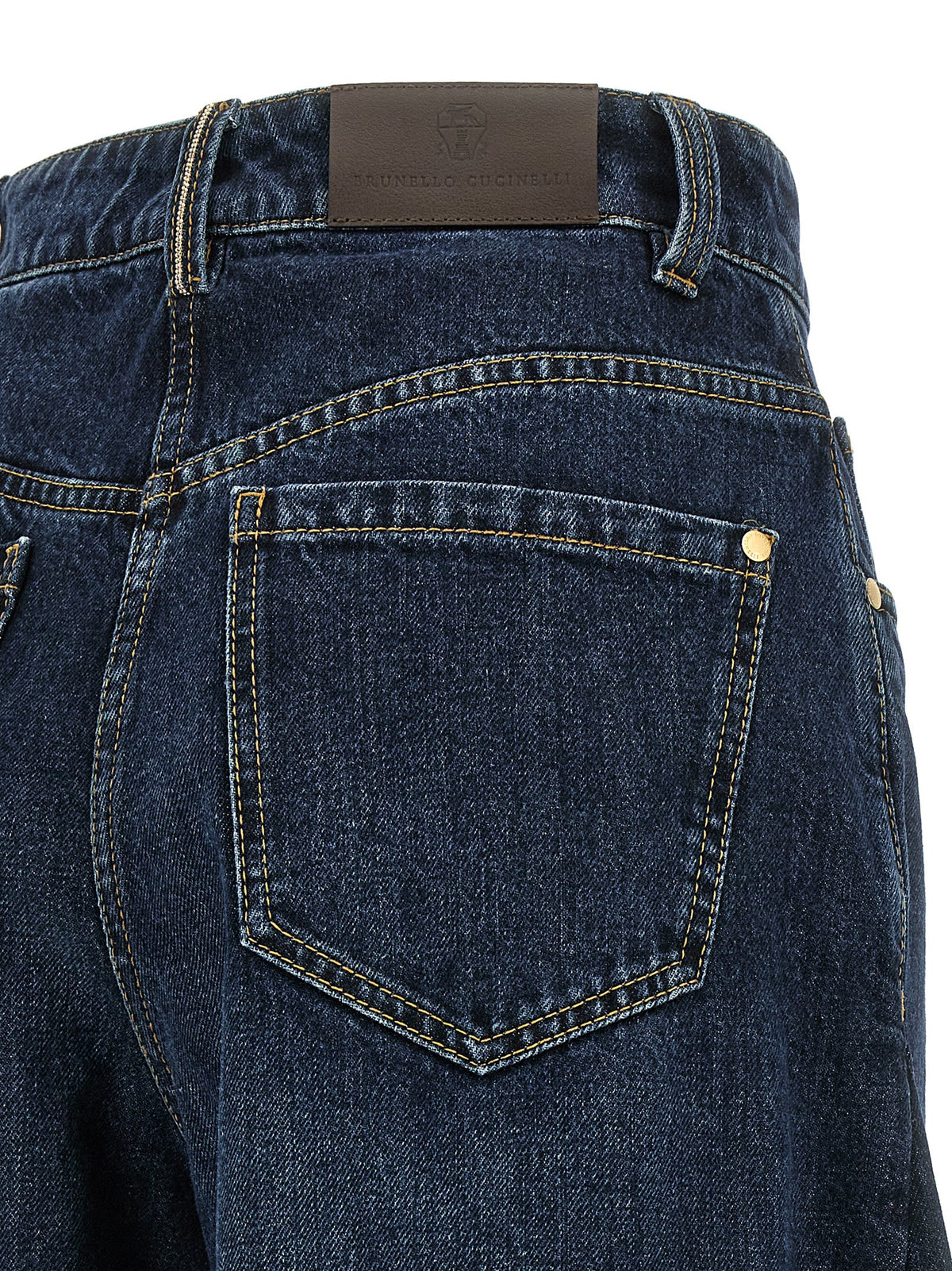 Jeans by Brunello Cucinelli for women in cotton denim blue features a refined silhouette with a refined wide, defined by a mid rise and a refined long for a refined finish.