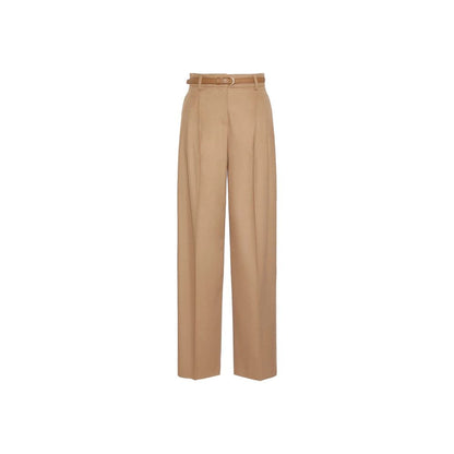 Trousers by Max Mara for women in virgin wool brown presents a perennial silhouette, meticulously tailored with a cut, long finish, and an elegant high rise.