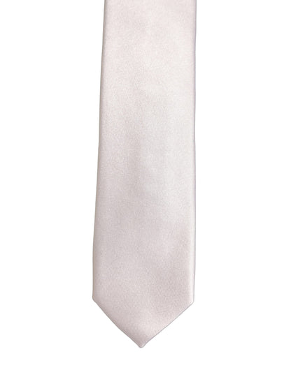 Dolce & Gabbana Men Off White Silk Satin Adjustable Tied Necktie Tie