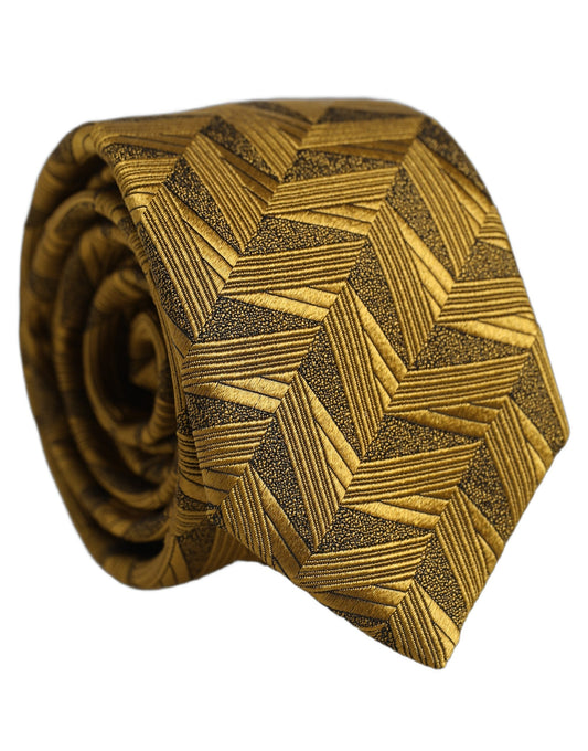 Necktie by Dolce & Gabbana for men in silk bronze, gold, patterned & chevron features an effortlessly chic silhouette, showcasing a sophisticated effortlessly chic finish from the signature Silk Necktie collection.