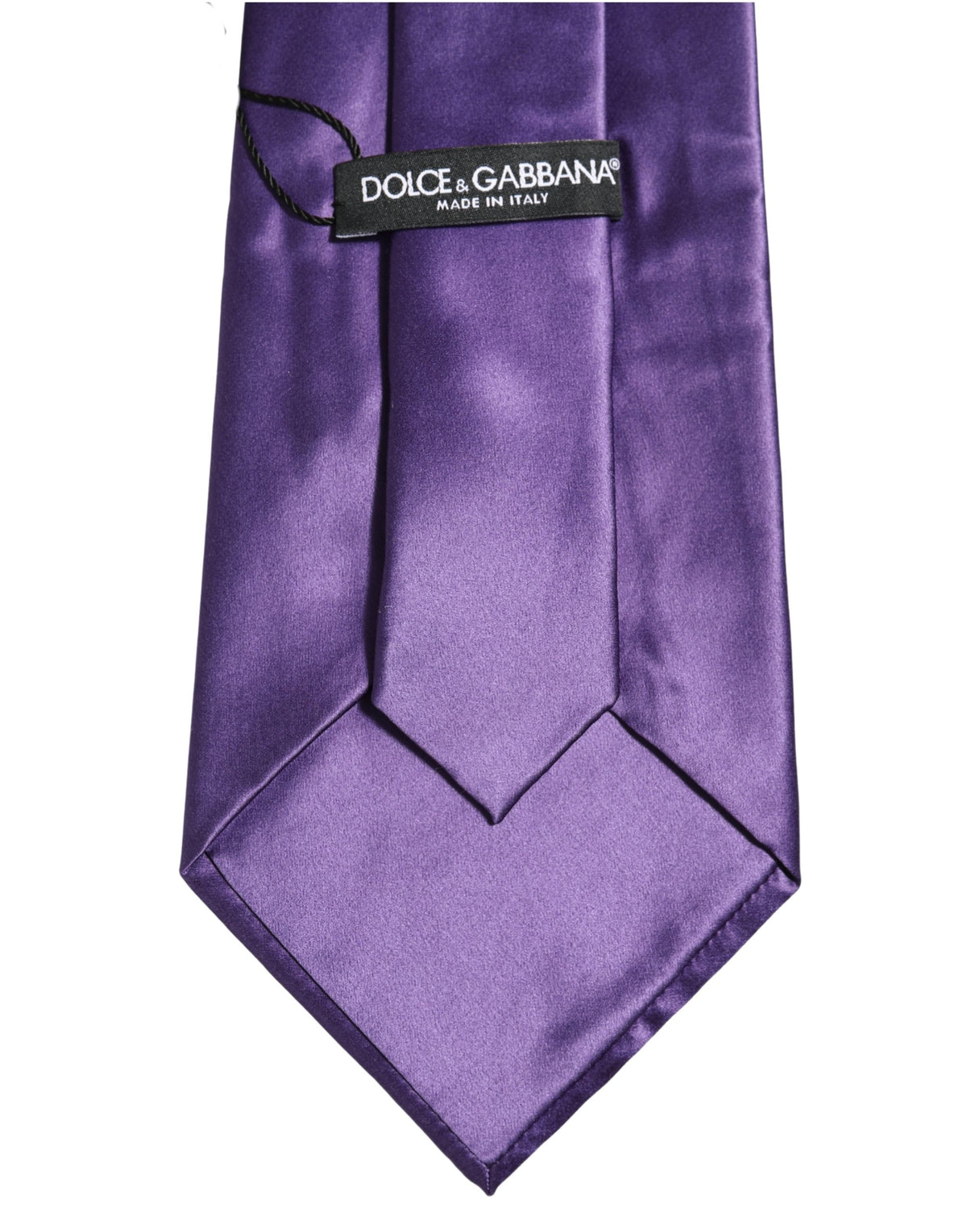 Dolce & Gabbana Men Purple Satin Silk Blend Adjustable Tied Necktie Tie
