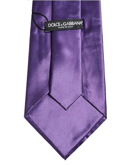 Dolce & Gabbana Men Purple Satin Silk Blend Adjustable Tied Necktie Tie