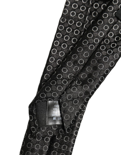 Dolce & Gabbana Men Black Silk Geometric Adjustable Tied Necktie Tie