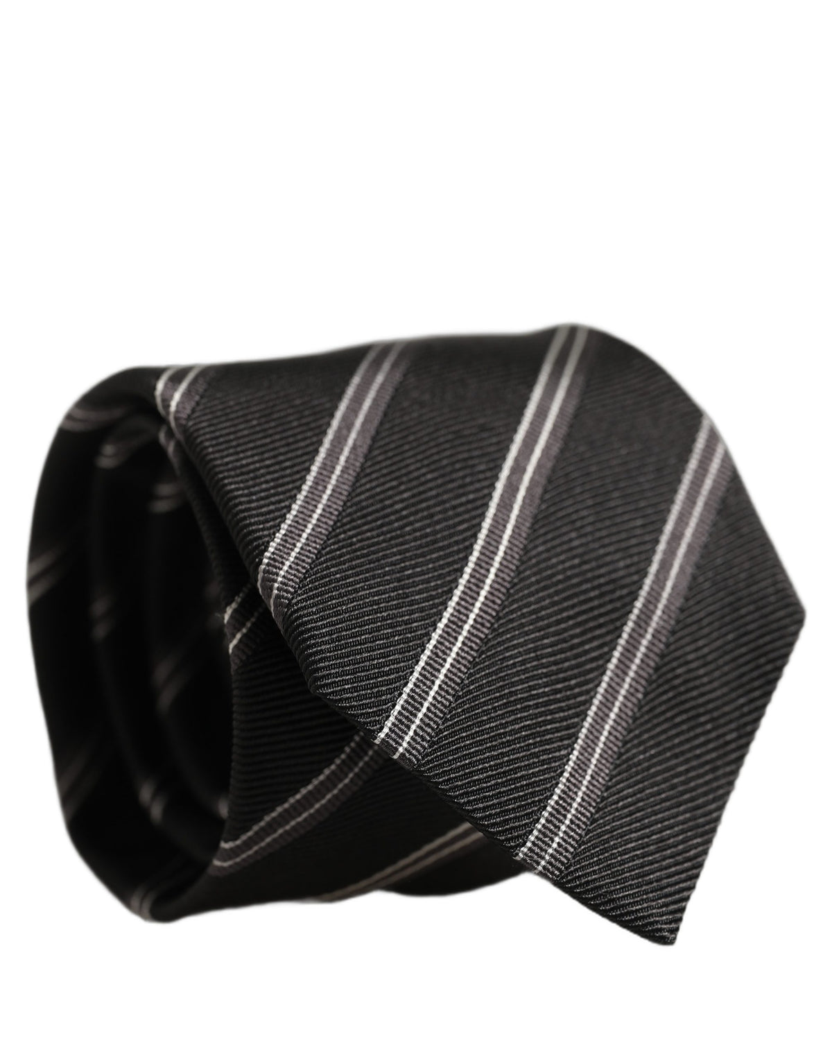 Dolce & Gabbana Men Black Silk Stripes Adjustable Tied Necktie Tie