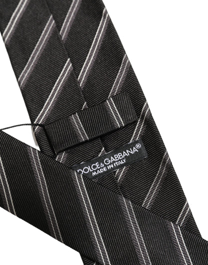 Dolce & Gabbana Men Black Silk Stripes Adjustable Tied Necktie Tie