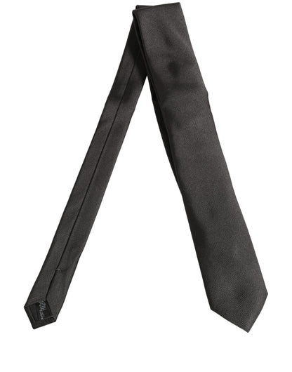 Dolce & Gabbana Men Dark Gray Silk Classic Adjustable Tied Necktie Tie