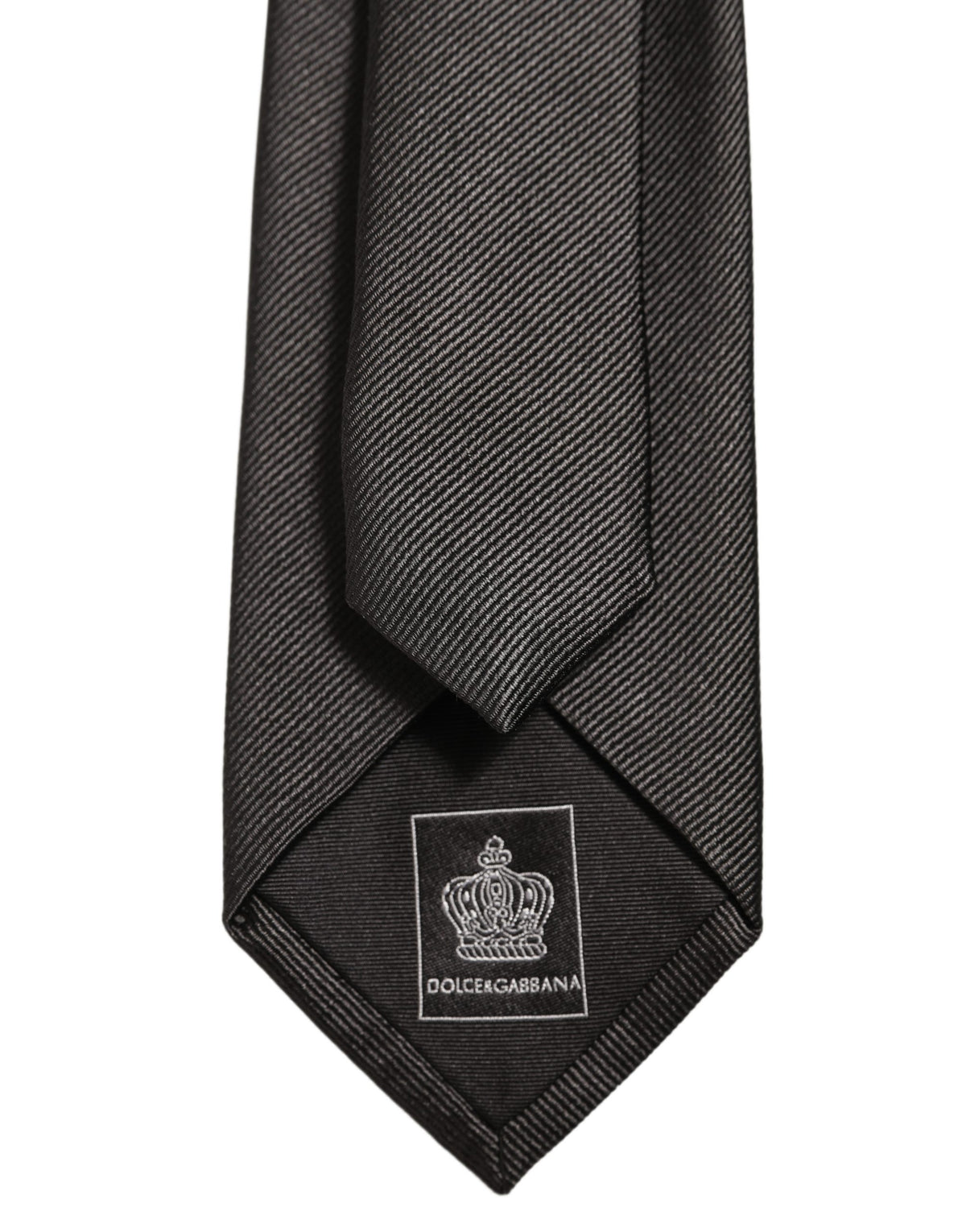 Dolce & Gabbana Men Dark Gray Silk Classic Adjustable Tied Necktie Tie