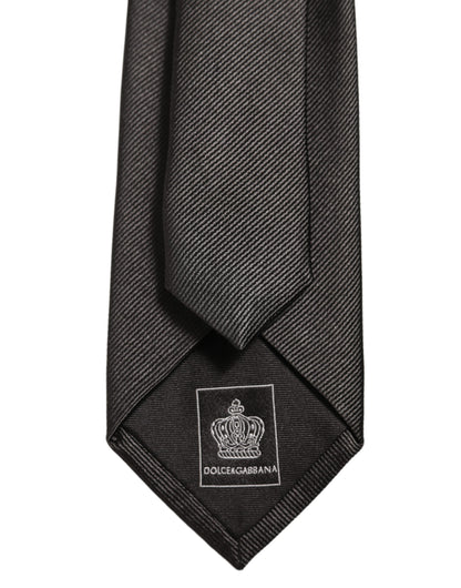 Dolce & Gabbana Men Dark Gray Silk Classic Adjustable Tied Necktie Tie