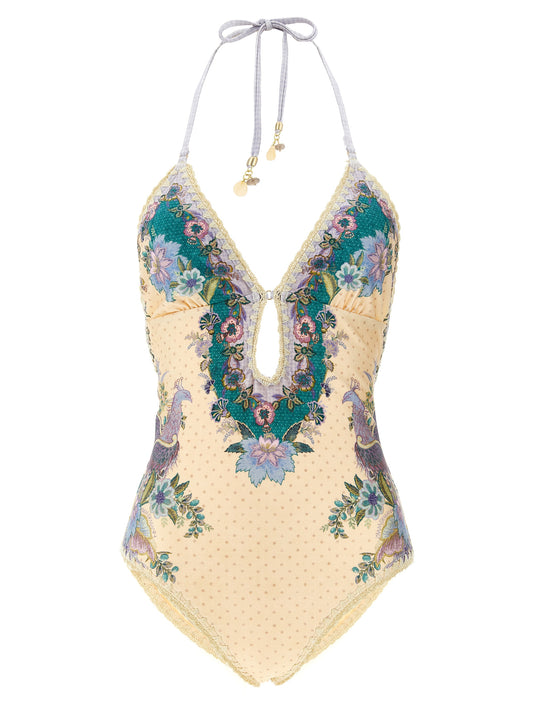 One-Piece Swimsuit by Zimmermann for women in stretch polyamide multicolor & print features an magnificent silhouette that beautifully showcases the elegant Crochet Women's Stretch Polyamide One-Piece Swimsuit design with a magnificent fit.