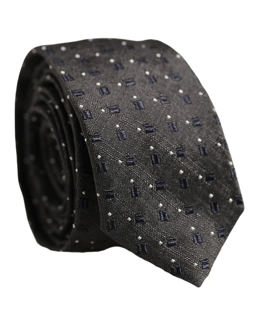 Necktie by Dolce & Gabbana for men in polyester & silk dark-gray & patterned features an stately silhouette that beautifully highlights the sophisticated style of the Polyester & Silk Necktie.