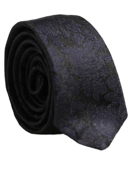 Necktie by Dolce & Gabbana for men in polyester & silk black, patterned, floral & jacquard features a distinguished silhouette, artfully capturing the essence of the distinguished Polyester & Silk Necktie design for a sophisticated look.