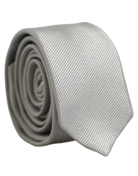 Necktie by Dolce & Gabbana for men in silk twill gray & light-grey features an effortlessly chic silhouette, showcasing a sophisticated effortlessly chic finish from the signature Silk Twill Necktie collection.