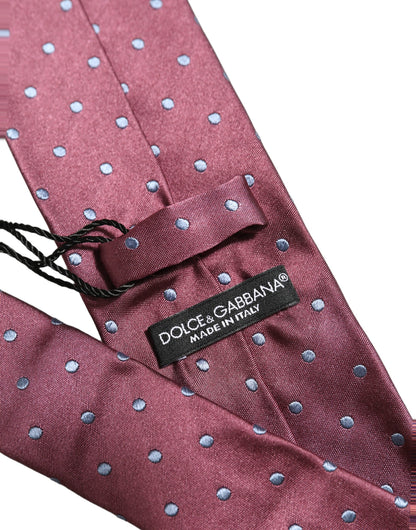 Dolce & Gabbana Men Maroon Silk Polka Dot Adjustable Tied Necktie Tie