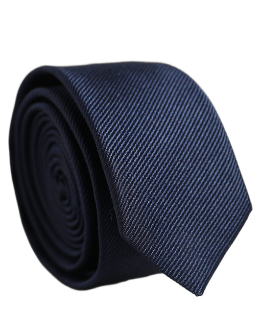 Necktie by Dolce & Gabbana for men in silk twill dark-blue features a distinguished silhouette, artfully capturing the essence of the distinguished Silk Twill Necktie design for a sophisticated look.
