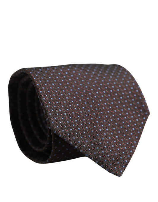 Necktie by Dolce & Gabbana for men in silk blue, brown, white & patterned features an effortlessly chic silhouette, showcasing a sophisticated effortlessly chic finish from the signature Silk Necktie collection.