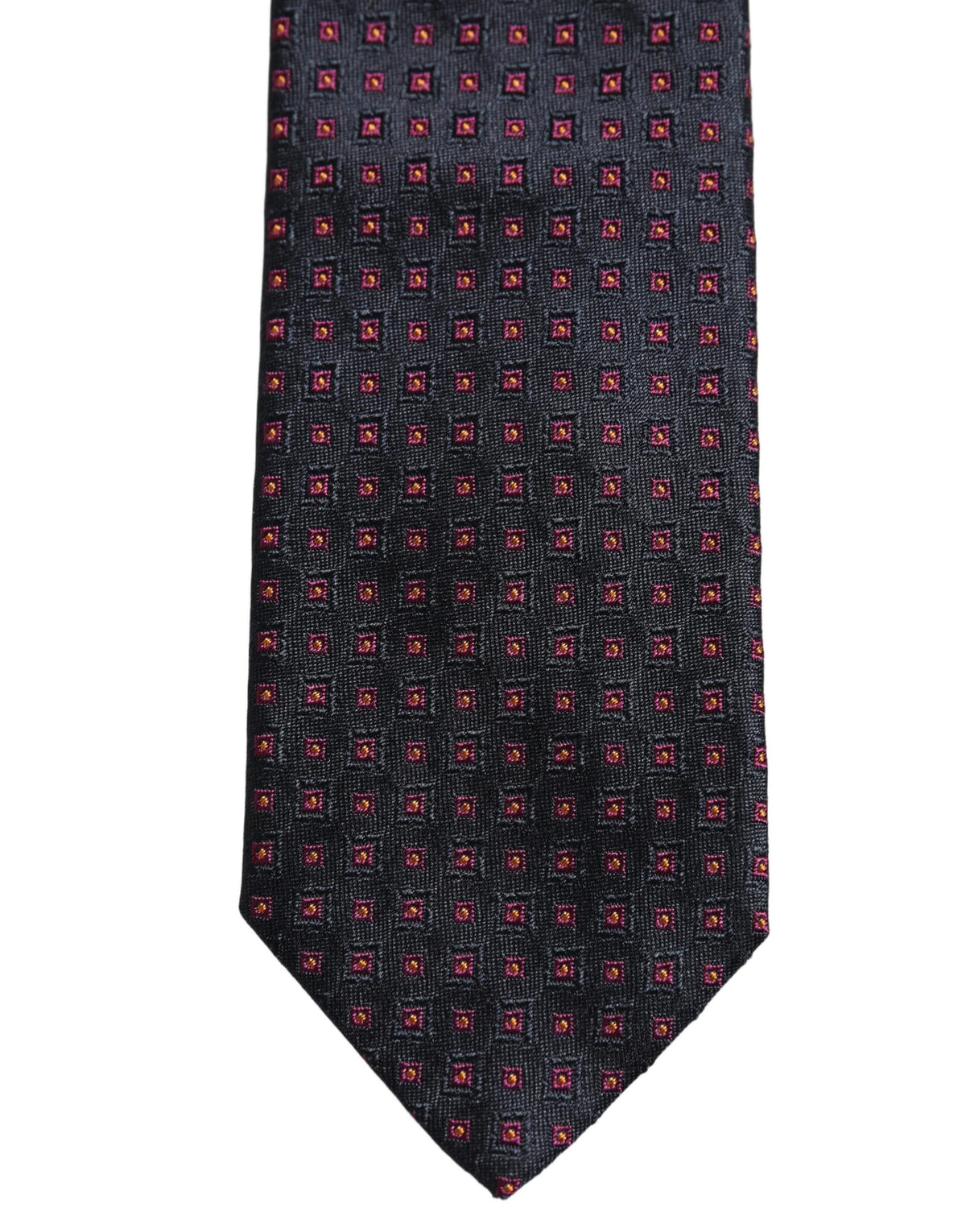 Dolce & Gabbana Men Dark Blue Geometric Silk Adjustable Tied Necktie Tie