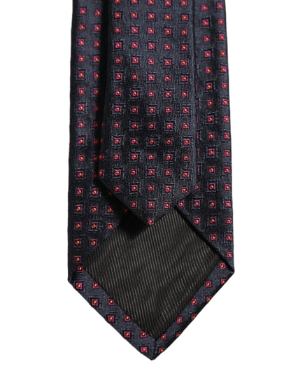 Dolce & Gabbana Men Dark Blue Geometric Silk Adjustable Tied Necktie Tie